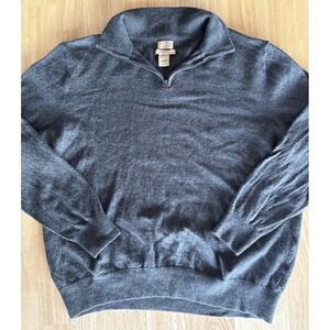 Telluride Men's XXL 100% Fine Merino Wool 1/4 Zip Pullover Sweater Gray